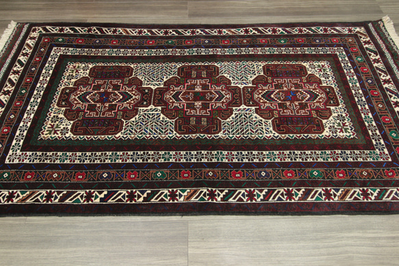 新品　ペルシアンバルーチ　手織り絨毯　アフガニスタン　トライバルラグ　119x218cm　＃76 10枚目の画像