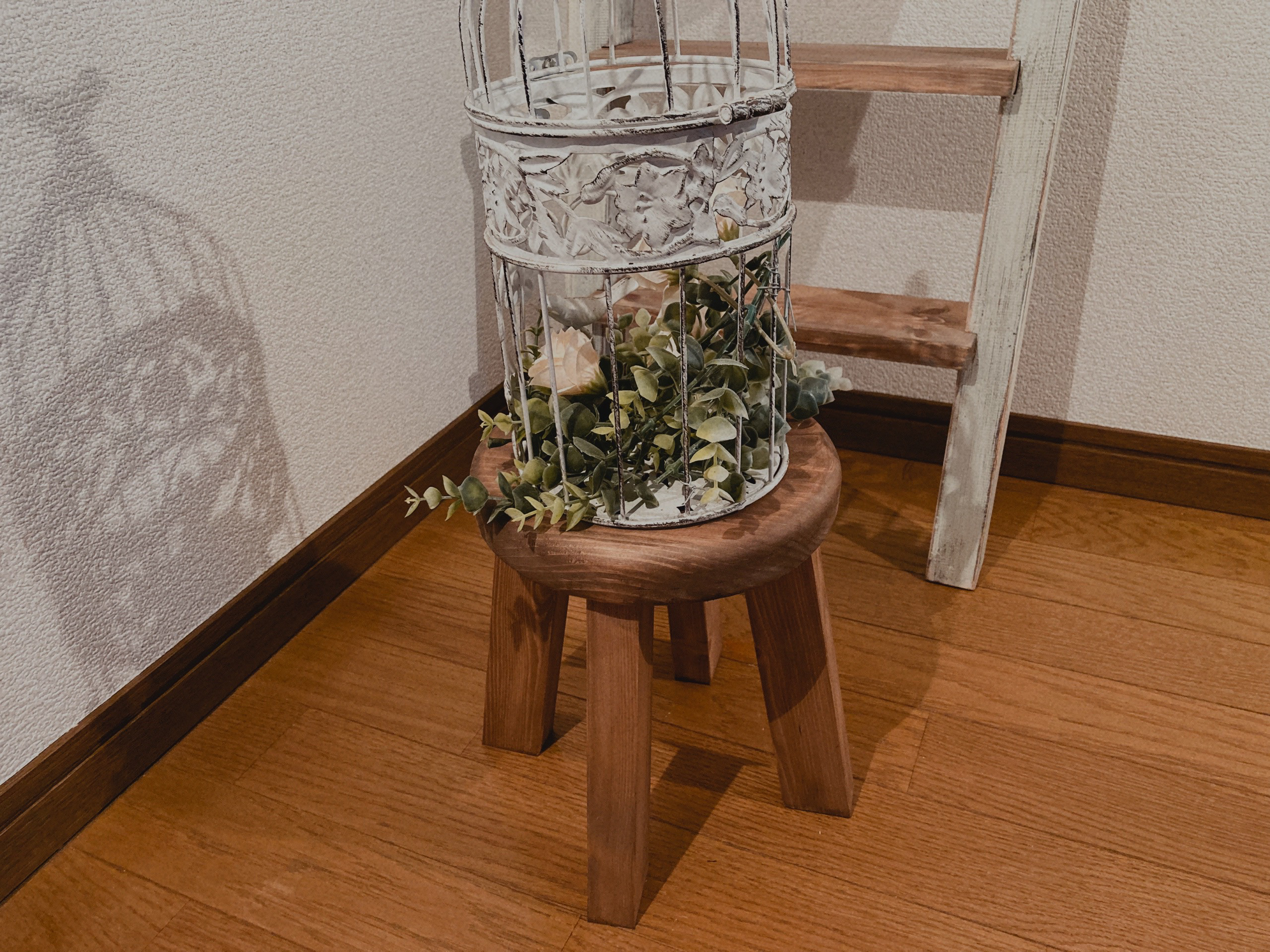 ハンドメイド　こどもイス　パッチワークカバー　キッズスツール　ミナペルホネン ダイニング用スツールを購入！【ミナペルホネンの布でカバー作り】