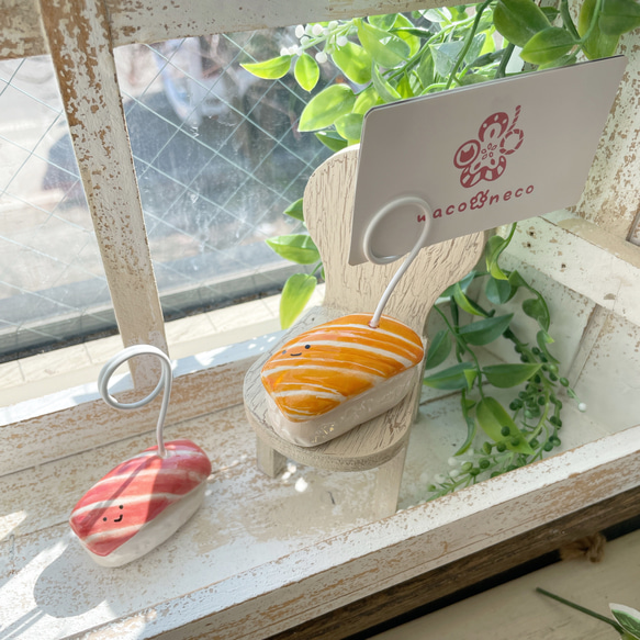 【再販】食べ物ちゃんカードスタンド お寿司ちゃん/陶器製 写真立て メモスタンド おすし 11枚目の画像