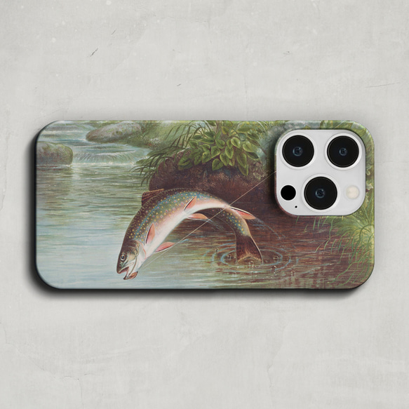スマホケース / サミュエル A キルボーン「飛び跳ねる カワマス」 iPhone 全機種対応 魚 渓流 釣り 鱒 絵 2枚目の画像
