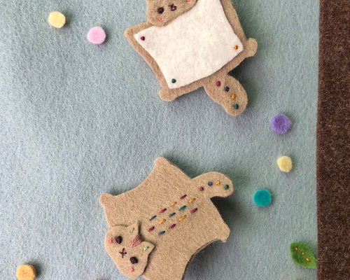 自分ツッコミくま フェルトブローチ8点セット フェルトと刺繍で作る 猫のブローチ | SUNFELT