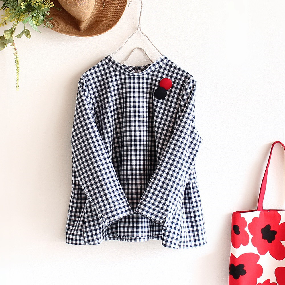 c_o_c_o_r_o　スタンドカラーブラウス　後ギャザー