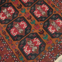 メダリオンデザインのアフガン絨毯　トライバルラグ　バルーチ族　部族絨毯　オールド手織り絨毯　123x180cm　＃576 5枚目の画像