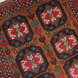 メダリオンデザインのアフガン絨毯　トライバルラグ　バルーチ族　部族絨毯　オールド手織り絨毯　123x180cm　＃576 4枚目の画像