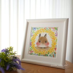 【原画】「お花畑のエゾリスさん」　パステルアート　動物　花　かわいい　イラスト 5枚目の画像