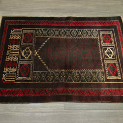 プレイヤーラグ　ミフラブ　オールド手織り絨毯　アフガニスタン　トライバルラグ　部族絨毯　81x113cm　＃986 10枚目の画像