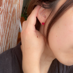 《デイリー素敵に煌めく》天然石の一粒ピアス/イヤリング✳︎ガーネット✳︎1月誕生石 8枚目の画像