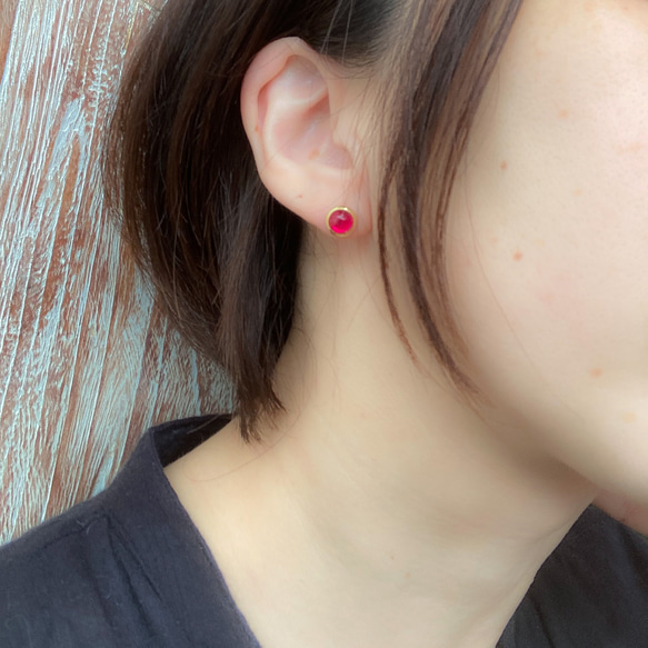 《デイリー素敵に煌めく》天然石の一粒ピアス/イヤリング✳︎ガーネット✳︎1月誕生石 9枚目の画像