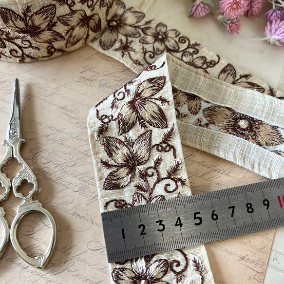 30cm  インド刺繍リボン  シルク  花柄 11枚目の画像