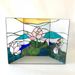 手元供養ステンドグラス仏壇-蓮と蝶蝶 2枚目の画像