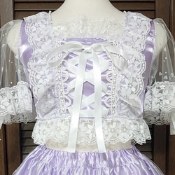 アイドル衣装 パープル×白 ハート 編み上げリボン オリジナル ハンドメイド コスプレ衣装 ロリータ ロリィタ 2枚目の画像