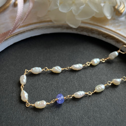 再販 14kgf 淡水真珠と宝石質タンザナイトのブレスレット　ac/396 12枚目の画像
