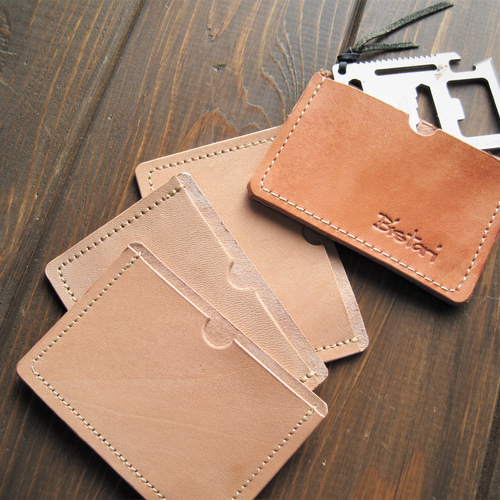 サバイバルカード＆サドルレザーケース キャンプ 名前刻印 パスケース