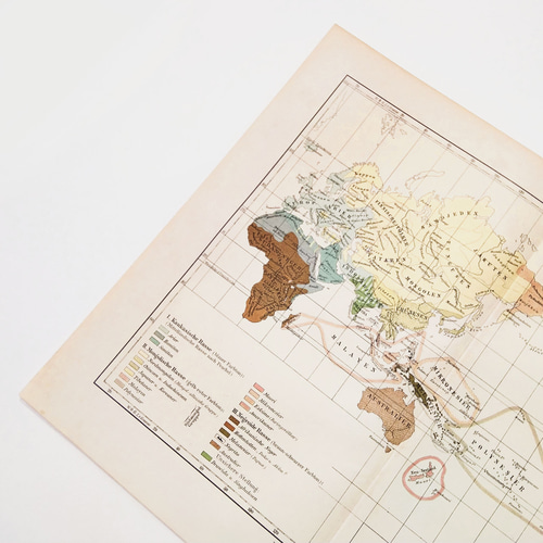 民族分布 世界地図 アンティークマップ 古地図 ヴィンテージ 民族分布 世界地図 アンティークマップ 古地図 ヴィンテージ