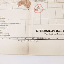 民族分布 世界地図 アンティークマップ 古地図 ヴィンテージペーパー 図版 マイヤー百科事典 1957-101 4枚目の画像