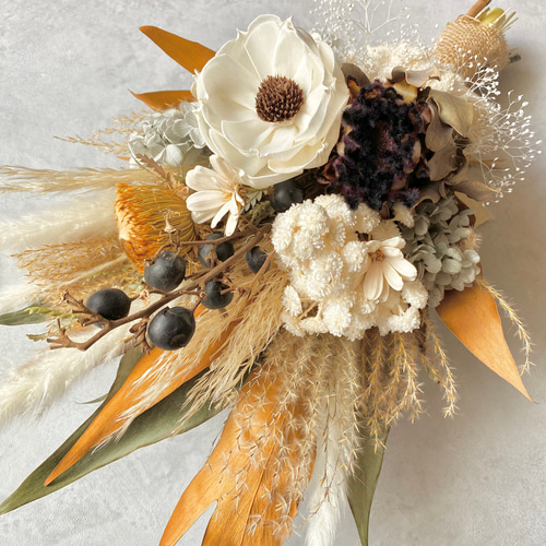 アネモネとプロテアのドライフラワースワッグ/ミニブーケ スワッグ  