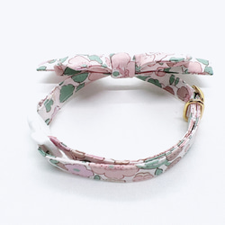 猫 犬 首輪 リバティプリント × Betsy ラージリボン サクラピンク 花柄 プレゼントにおすすめ♫ 3枚目の画像