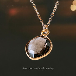 宝石質スモーキークォーツ14kgf製ネックレス】約40cm 天然石12×12mm