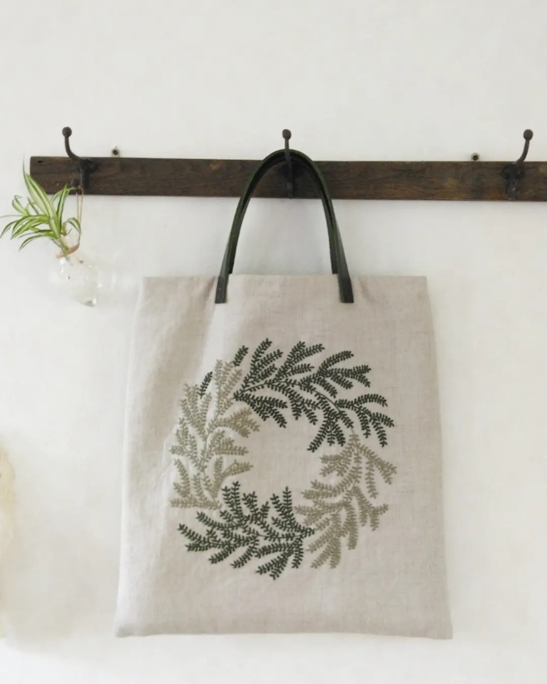 アンティーク*手刺繍*モノグラム*リネン*リバティ*トートバッグ