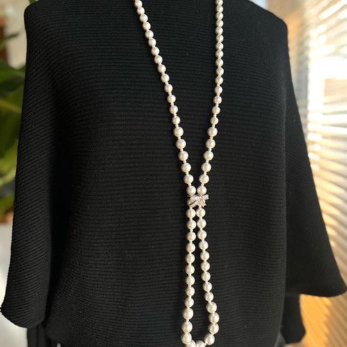 ハンドメイドコットンパールロングネックレス〔181〕キスカ コットンパールロングネックレス キスカ[留め具なし] ネックレス