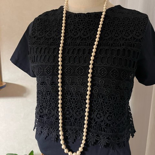 ハンドメイドコットンパールロングネックレス〔181〕キスカ コットンパールロングネックレス キスカ[留め具なし] ネックレス