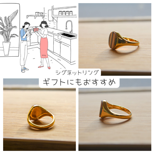 受注生産 職人手作り 木製シグネットリング ピンキーリング