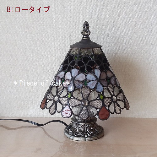 美品 ステンドグラス スタンド ランプ 花柄 フラワー 6面