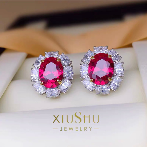 人工ルビー 3カラット 高炭素ダイヤモンド キラキラ ゴージャス