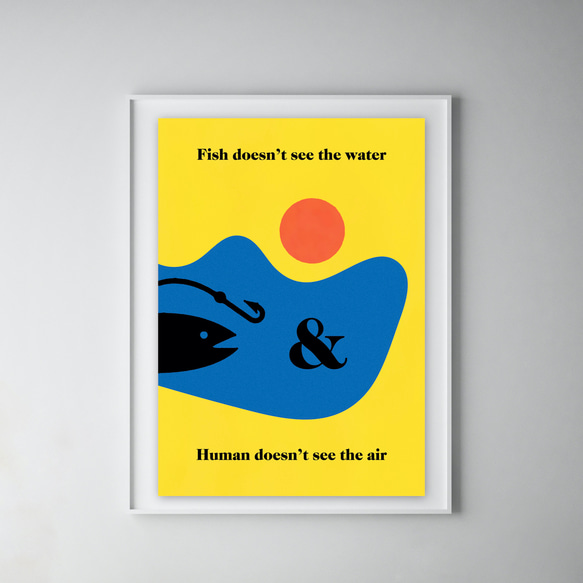 グラフィックデザイン・アートポスター Fish-Air/自然 海 魚 空 風景 太陽 青 イエロー ポップイラスト 7枚目の画像