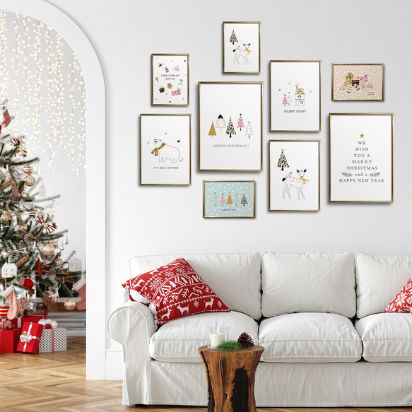 《超早割2022》北欧ポスター クリスマスツリー　/ i0881 / ツリーやお家　可愛いオーナメント 8枚目の画像