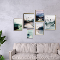 水辺の風景のポスター / i1087 /  水辺に映る山々　鳥の群れ　夜明けの景色 10枚目の画像