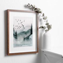 水辺の風景のポスター / i1087 /  水辺に映る山々　鳥の群れ　夜明けの景色 3枚目の画像