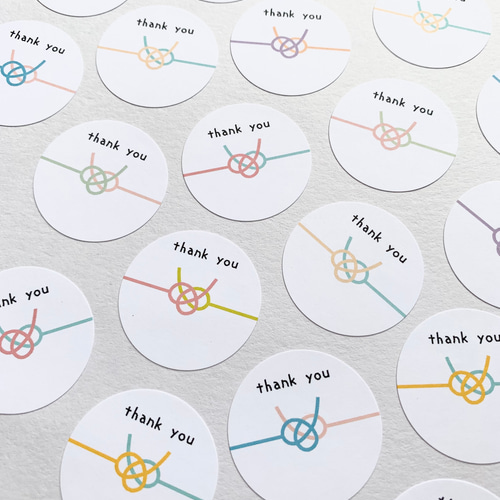 結び切り 2色水引 サンキューシール 42枚 シール・ステッカー socie