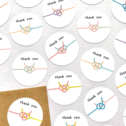 結び切り 2色水引 サンキューシール 42枚 シール・ステッカー socie