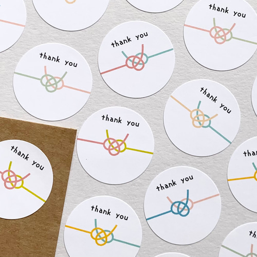 結び切り 2色水引 サンキューシール 42枚 シール・ステッカー socie