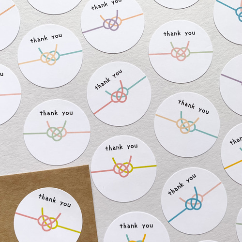 結び切り 2色水引 サンキューシール 42枚 シール・ステッカー socie