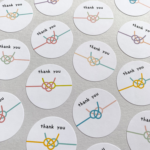 結び切り 2色水引 サンキューシール 42枚 シール・ステッカー socie