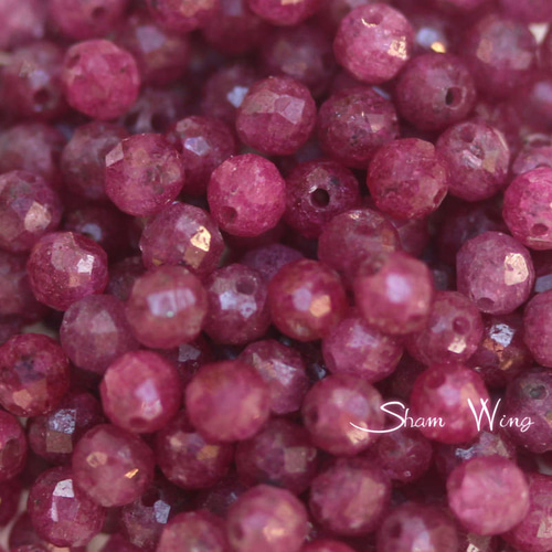 再販□高品質 小粒ルビー ラウンドカット約3mm☆10粒✿天然石