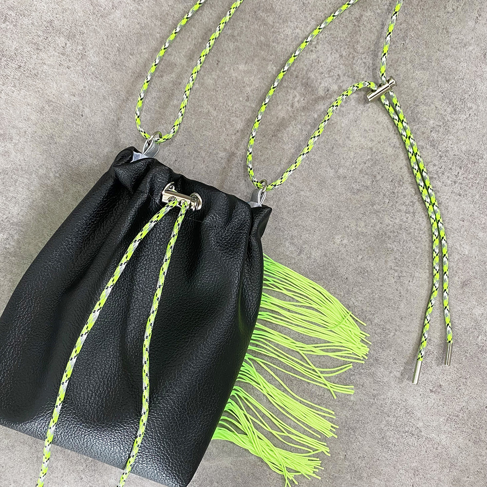 “受注制作”Fringe Kinchaku "Black×Green"