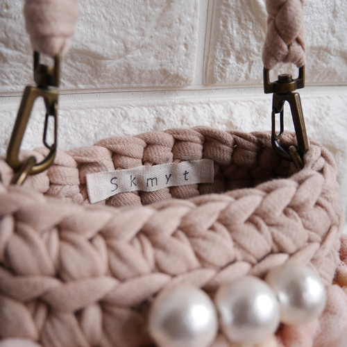 Tシャツヤーン × チュール スマホショルダー スマホポシェット  