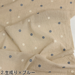 【以10cm為單位出售】京都桂川天然水曬乾皺棉麻2色圓點刺繡布料 第5張的照片