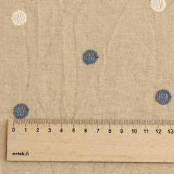【以10cm為單位出售】京都桂川天然水曬乾皺棉麻2色圓點刺繡布料 第15張的照片