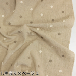 【以10cm為單位出售】京都桂川天然水曬乾皺棉麻2色圓點刺繡布料 第4張的照片