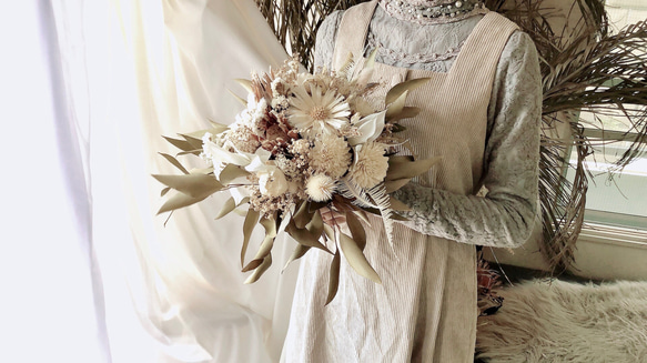 ドライフラワー　ブーケ＊bouquet Boho Style ネイティブフラワー　プロテア　ソラフラワー　ユーカリ 1枚目の画像