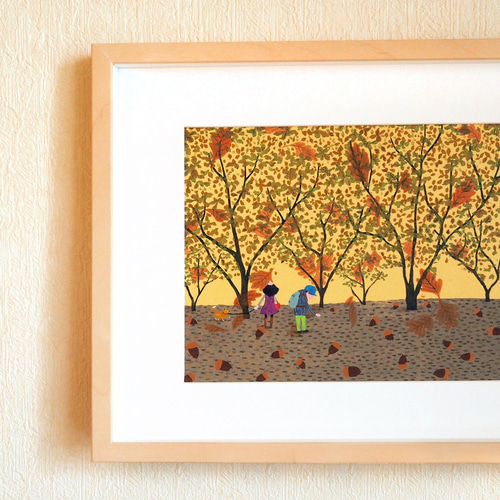 江上越 どんぐりプロジェクト アート作品 秋の森でドングリ探し シルクスクリーン版画 版画 G.O.A.T 通販