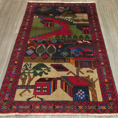 トライバルラグ手織り絨毯 war rug 手織り絨毯 バトルラグ95x140cm