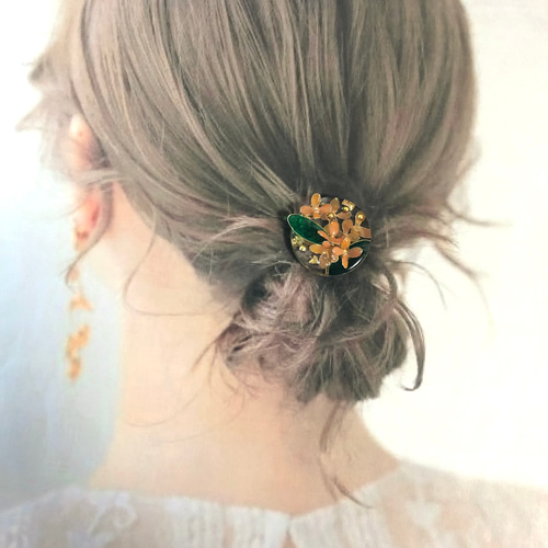 受注制作＊ 金木犀に魅せられて ヘアゴム ワイヤー キンモクセイ