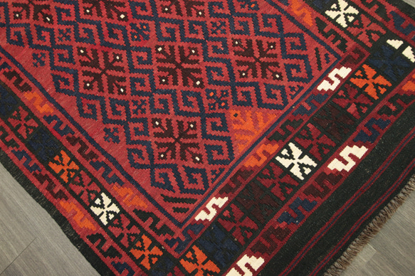 アフガニスタン　トライバルラグ　マイマナキリム　オールド手織りキリム　ヴィンテージラグ　101x204cm　＃175 5枚目の画像