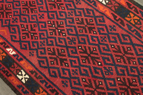 アフガニスタン　トライバルラグ　マイマナキリム　オールド手織りキリム　ヴィンテージラグ　101x204cm　＃175 4枚目の画像