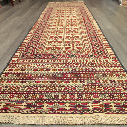 下敷きアフガン手織りキリム ランナー トライバルラグ ヴィンテージラグ